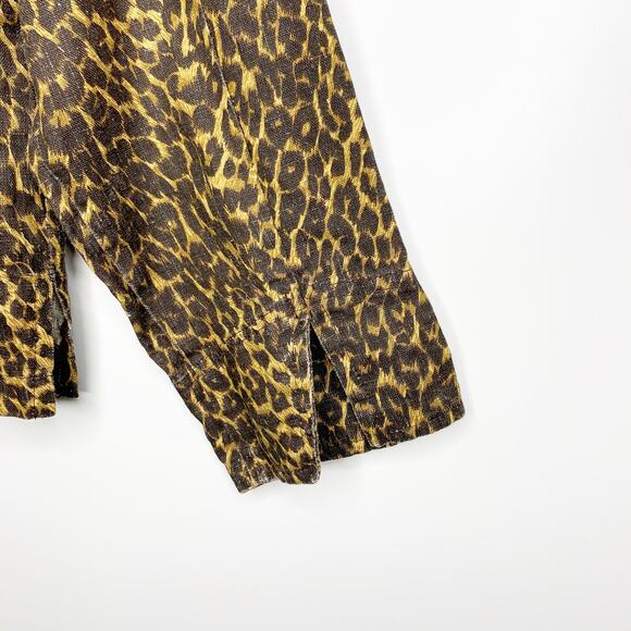 Vintage 90s {Painted Pony} Leopard Print Waxed Cotton Jacket Womens Medium - Picture 5 of 10